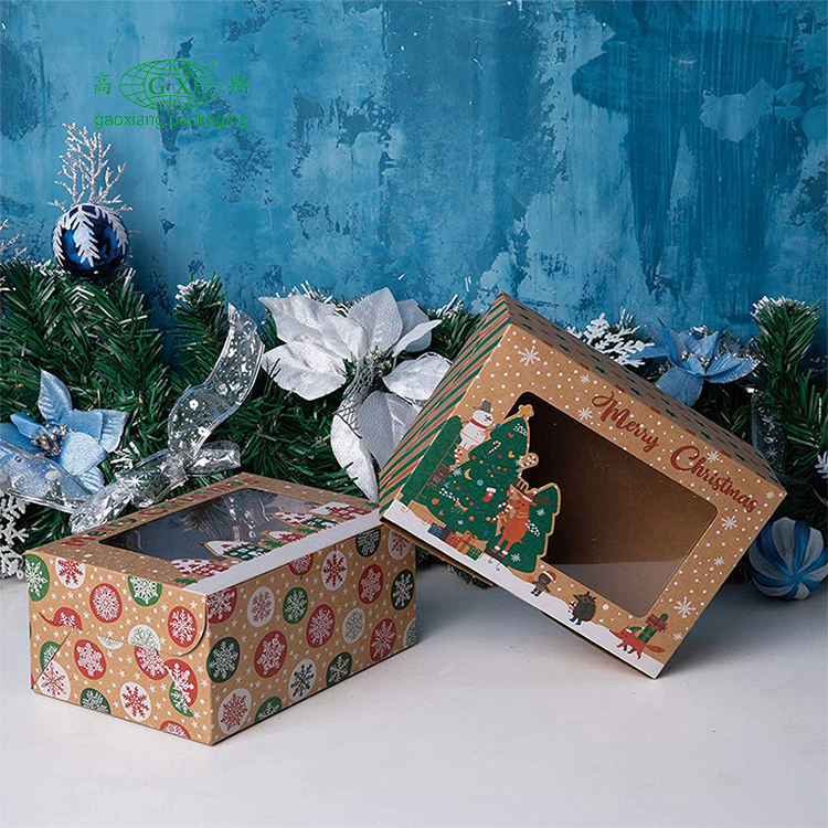 Christmas cookie boxes doughnut gift boxes bakery box with clear window