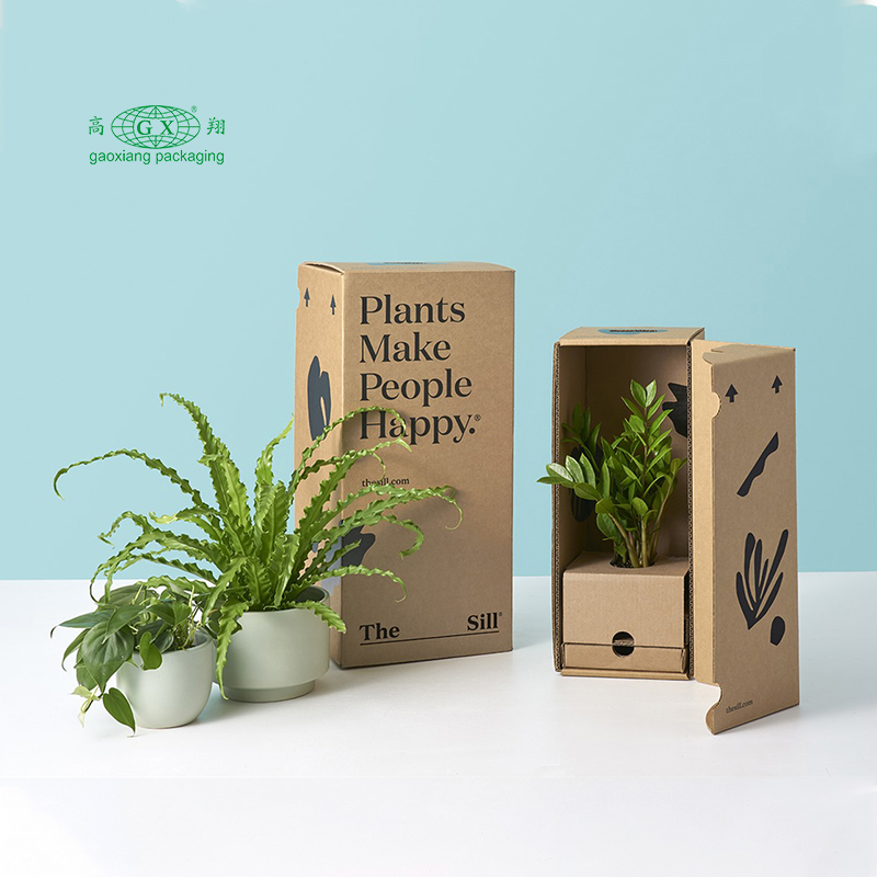 Custom corrugated flat cardboard crafts personalized boxes gift plants paper box packing