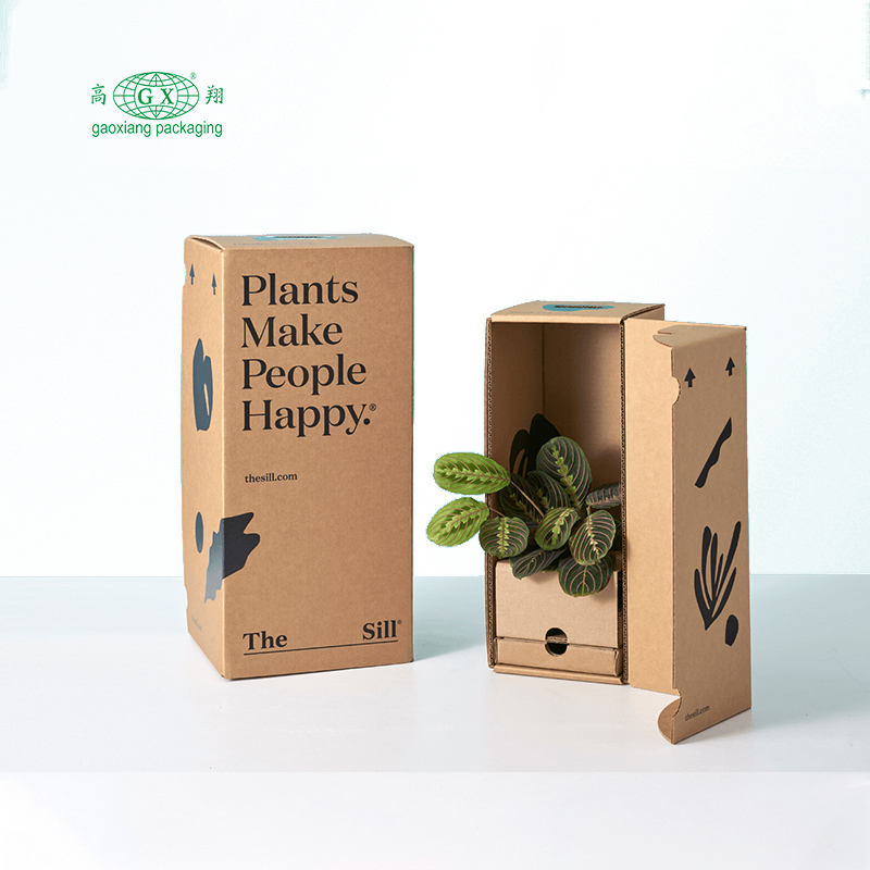 Custom corrugated flat cardboard crafts personalized boxes gift plants paper box packing