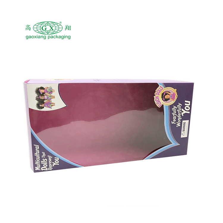 Lower factory custom logo doll gift packing children foldable paper box with window