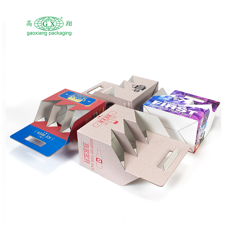 Custom 3 6 12 pack compartment wine and beverage packaging carton box