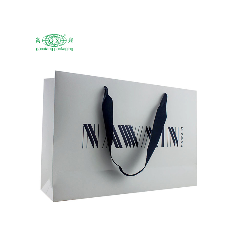 Custom full logo printed cardboard paper pouch bag with ribbon bowknot handle for gifts shopping boxes