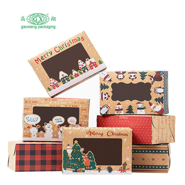 Wholesale christmas cookie boxes doughnut gift boxes bakery box with clear window