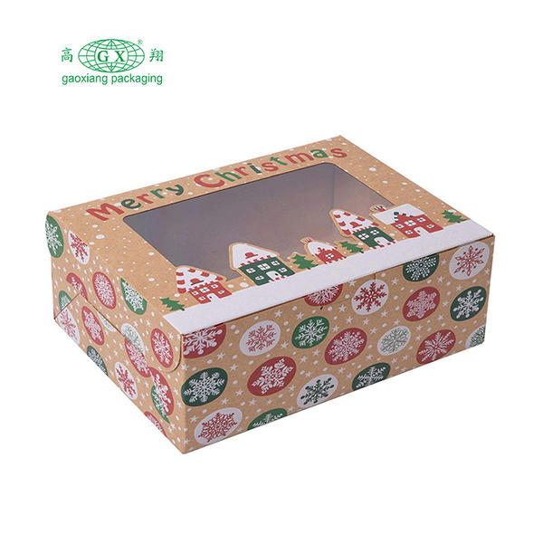 Christmas cookie boxes doughnut gift boxes bakery box with clear window