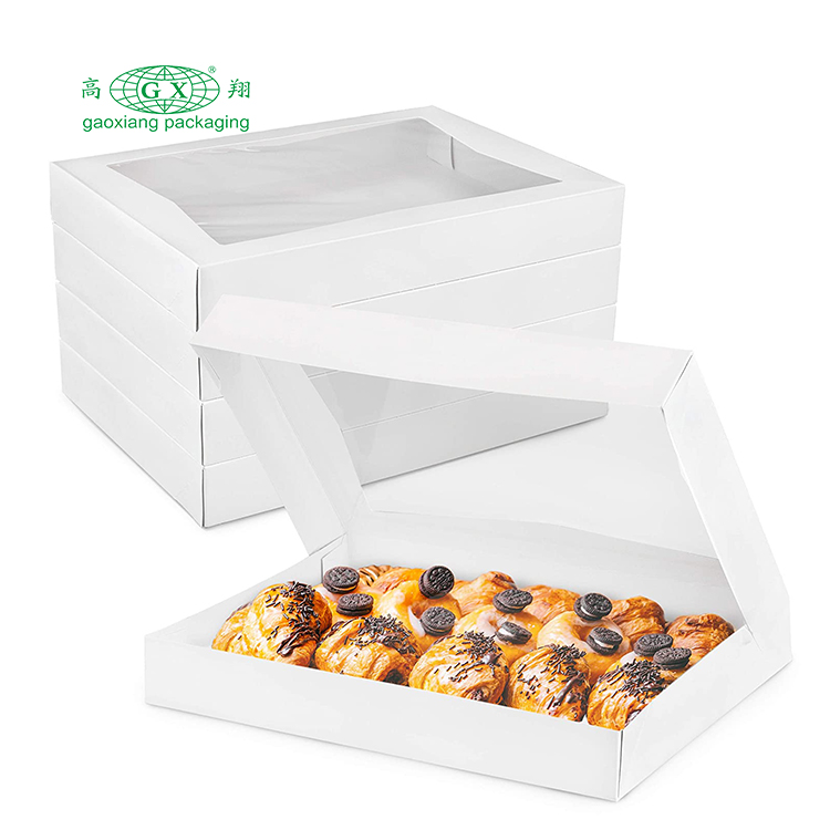 Hot selling customized foldable donuts bread packaging paper boxes with logo