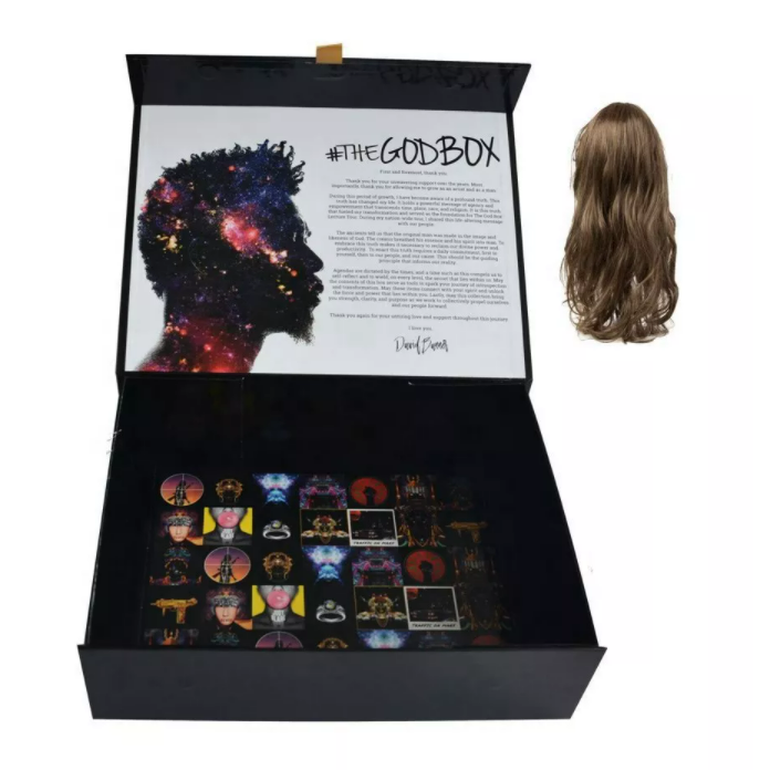 Private label luxury cardboard ribbon black marble gift box custom hair packaging box