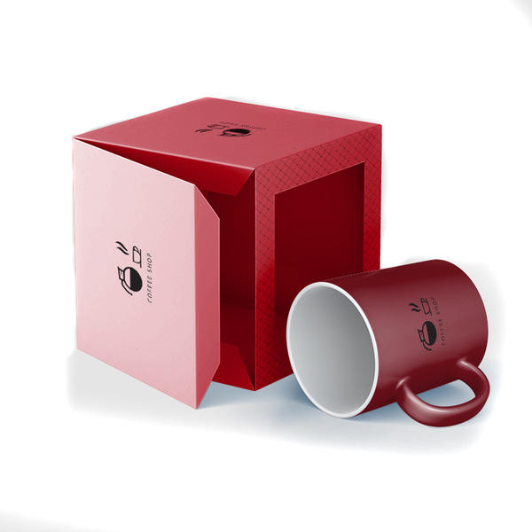 Wholesale gift paper packing box customized design coffee cup mug packaging boxes with clear window