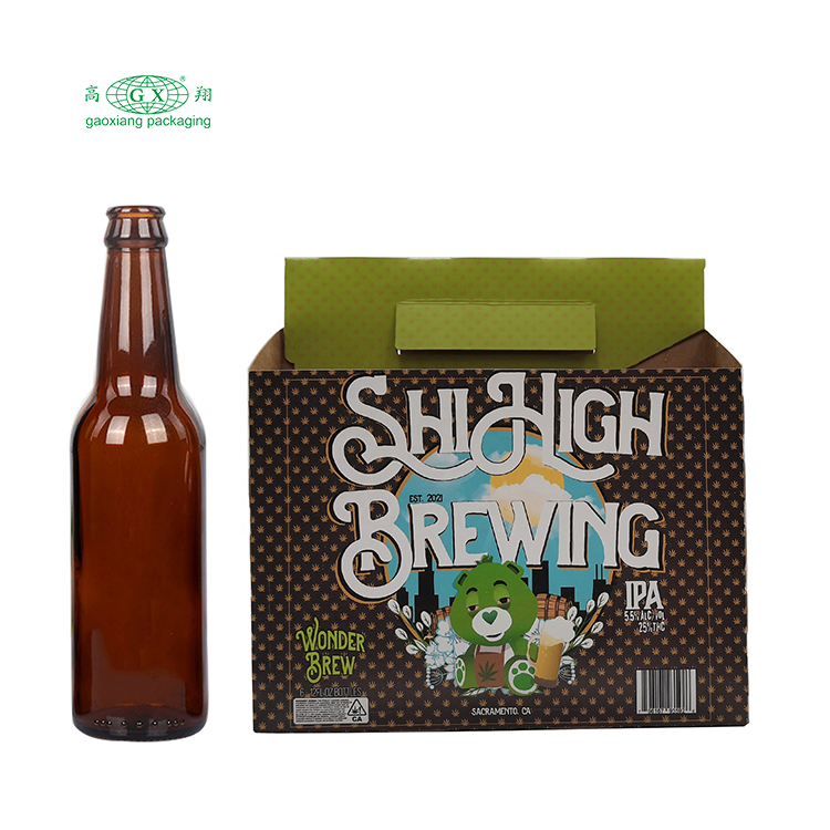 Custom high quality homemade paper corrugated cardboard wine box beer bottle packaging