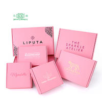 Custom logo apparel packaging pink 3-layer e flute mailer paper cardboard shipping mailing packing corrugated box