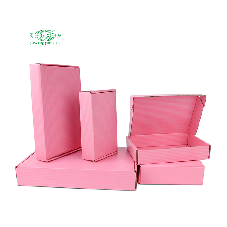 Custom logo multiple usage pink paper cardboard corrugated mailer shipping boxes packaging