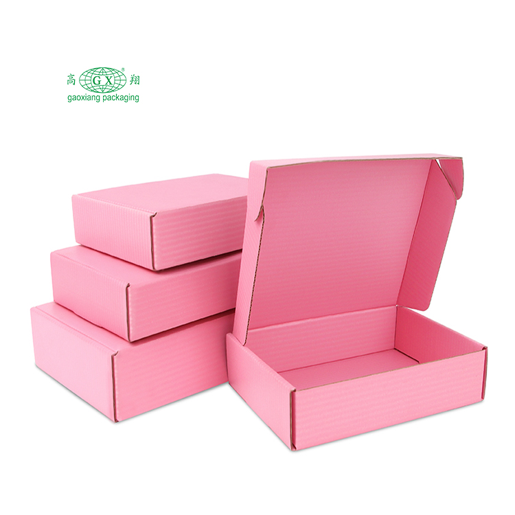 Custom logo multiple usage pink paper cardboard corrugated mailer shipping boxes packaging