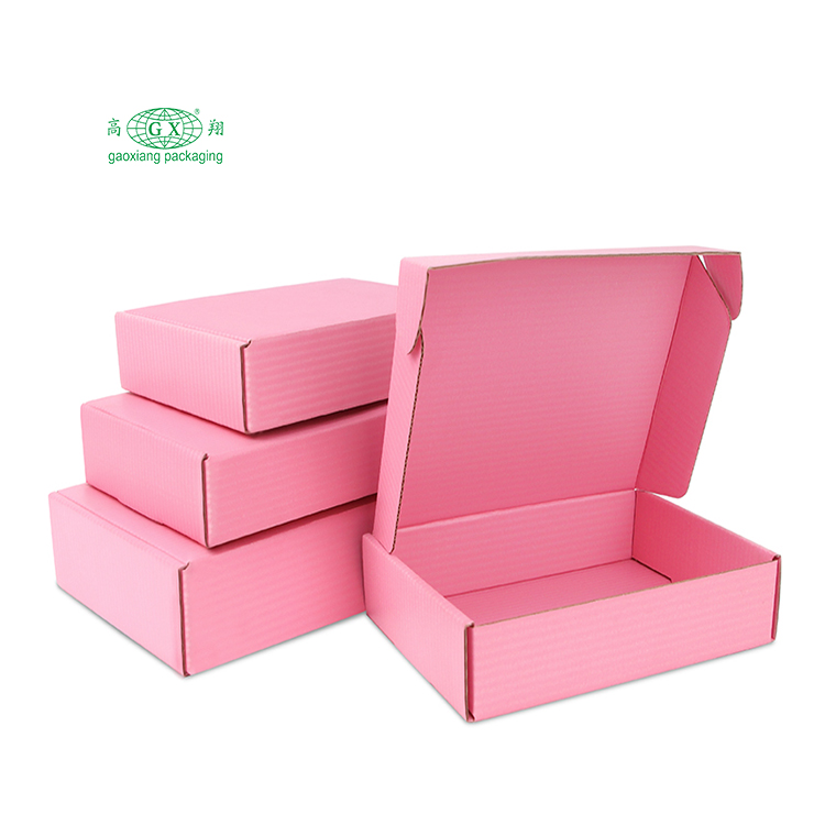 Custom logo apparel packaging pink 3-layer e flute mailer paper cardboard shipping mailing packing corrugated box