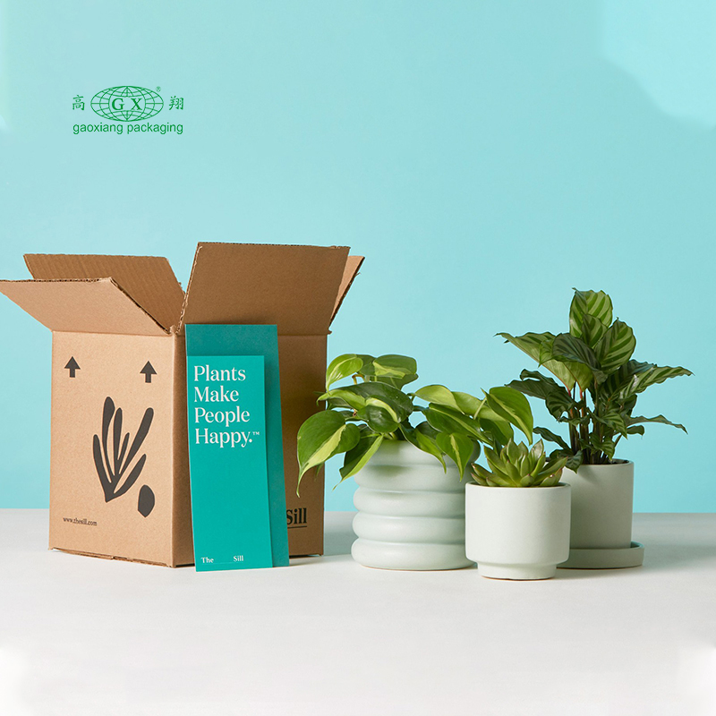 Custom corrugated flat cardboard crafts personalized boxes gift plants paper box packing