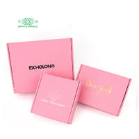 Custom logo apparel packaging pink 3-layer e flute mailer paper cardboard shipping mailing packing corrugated box