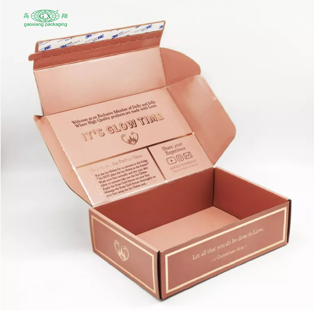 Custom logo colored corrugated paper pink cosmetic packing lashes mailer shipping box personalized boxes