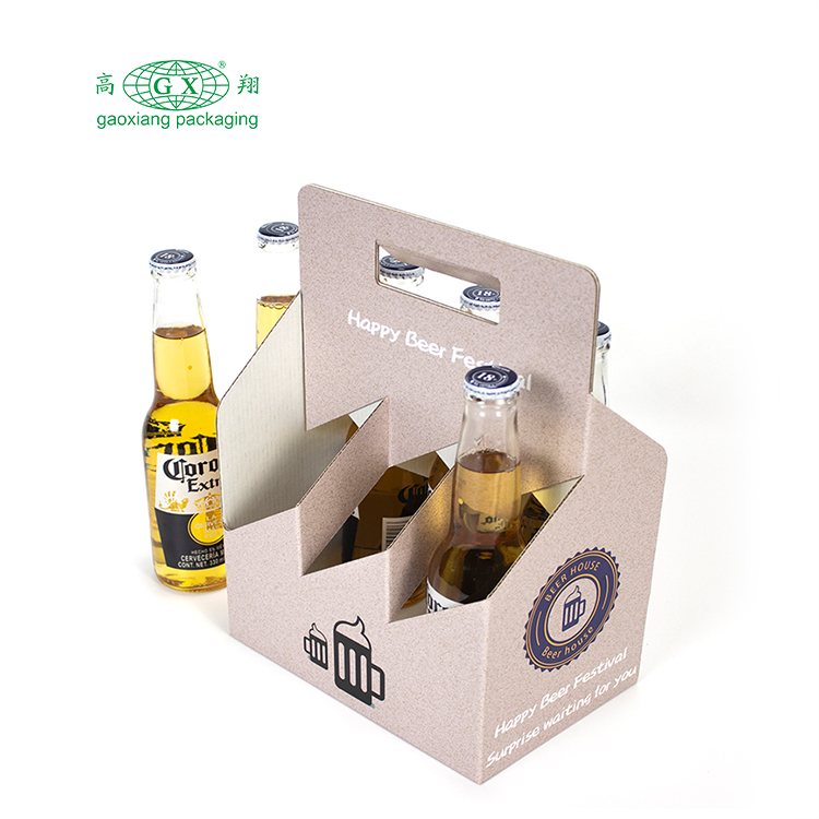 Factory custom beer carrier box packaging six pack elegant wine bottle whiskey packaging box