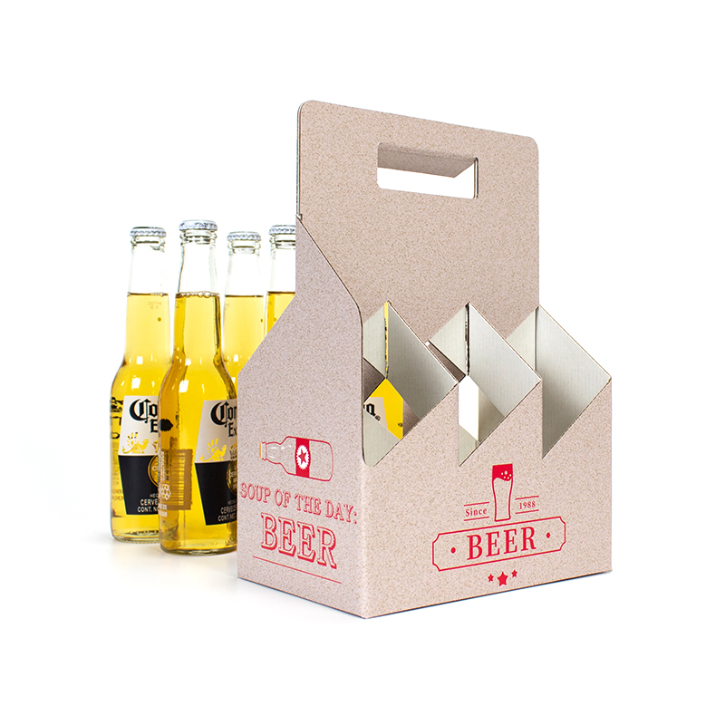 Customized cardboard kraft wine beverages bottle carrier box corrugated carton 6 pack beer box