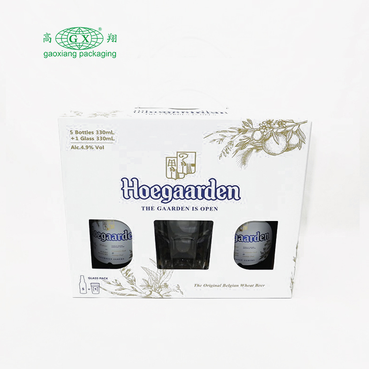 Custom colorful printing cardboard 6 bottle wine box with handle carton