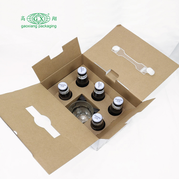 Custom colorful printing cardboard 6 bottle wine box with handle carton