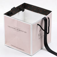 Hot sale custom logo printing luxury square pink fashion shopping retail gift paper bags