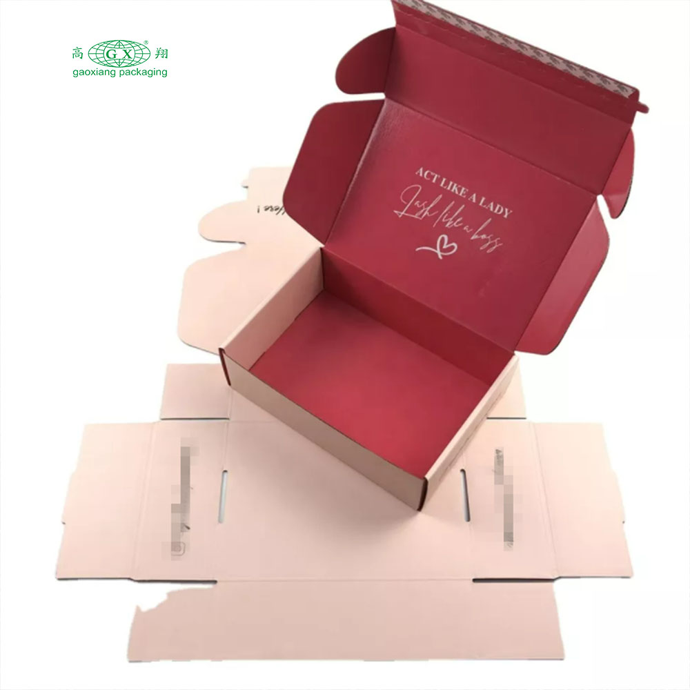 Custom logo colored corrugated paper pink cosmetic packing lashes mailer shipping box personalized boxes