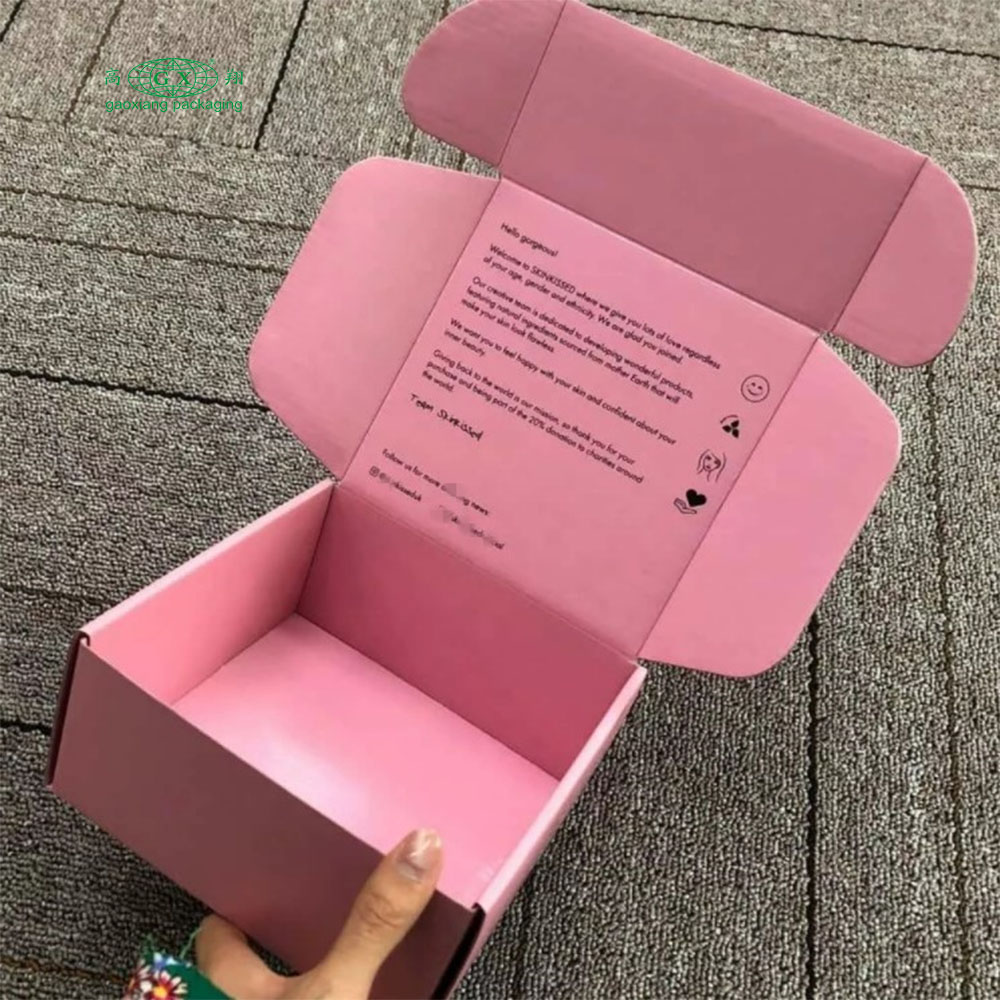 Custom brand logo printing custom corrugated shipping box pink color mailer packaging box personalized boxes