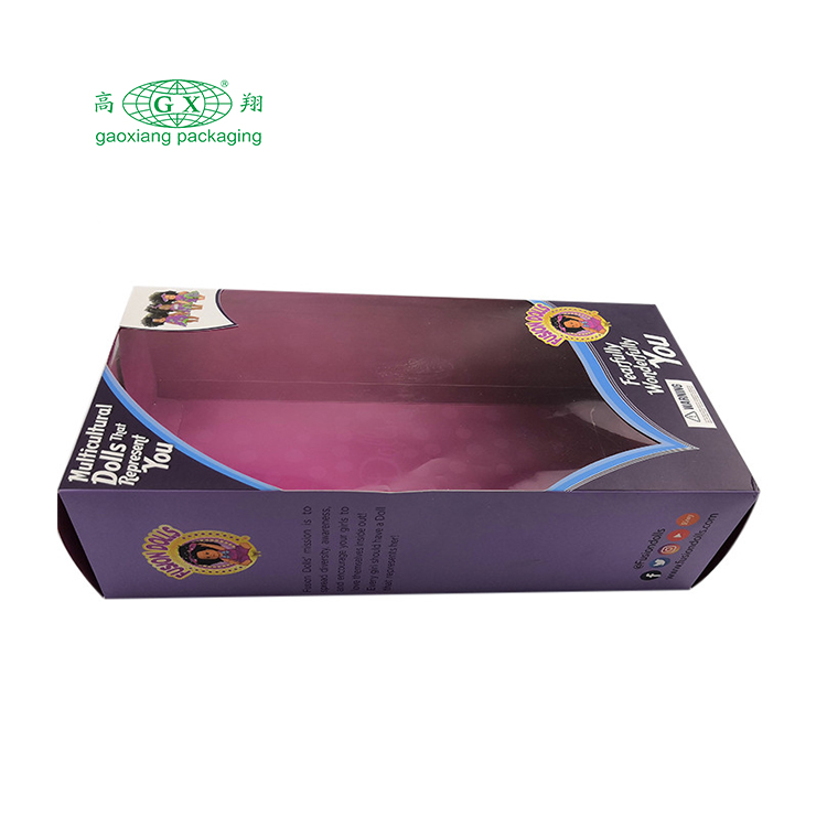 Lower factory custom logo doll gift packing children foldable paper box with window