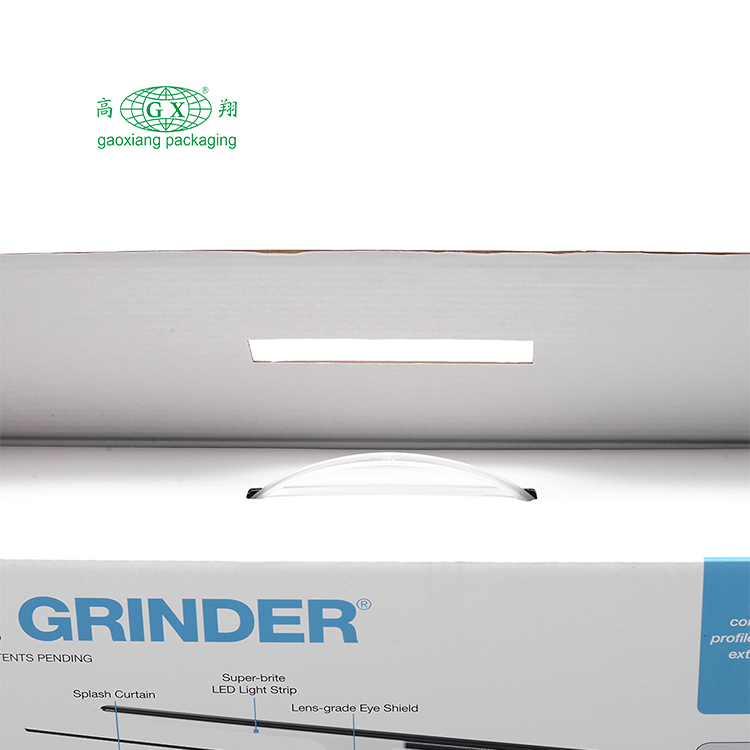 Custom electronic product recycled paper packaging white corrugated cardboard box with plastic handle