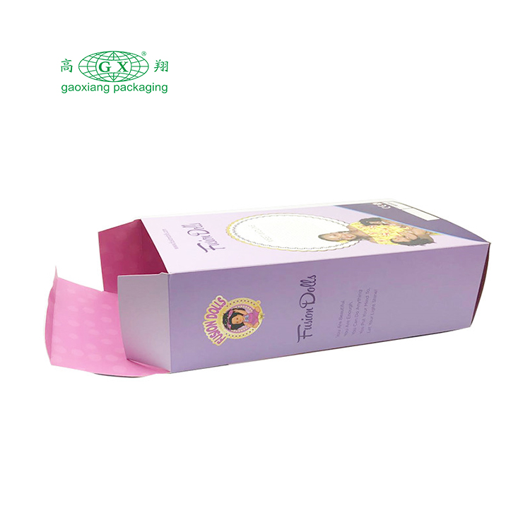 Lower factory custom logo doll gift packing children foldable paper box with window