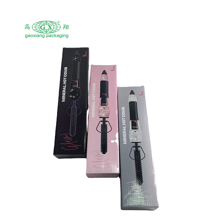 Wholesale custom printing luxury flat iron hair straightener hot comb packaging corrugated paper boxes