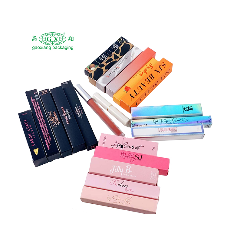 Wholesale high quality luxury lipgloss tube packaging paper boxes with custom