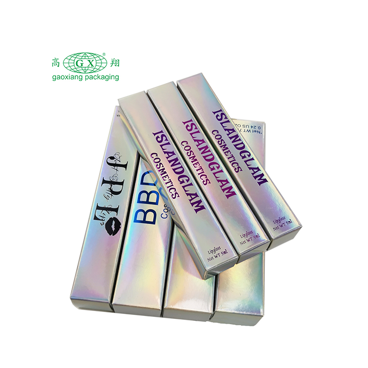 Wholesale custom embossed logo luxury Lipgloss tube packaging paper boxes