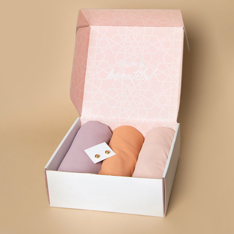 Custom high quality scarf scarves shawl chiffon set box gift packaging box